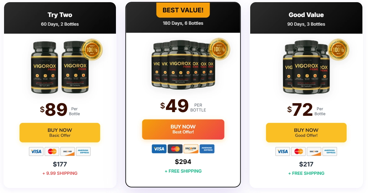 Vigorox Prime supplement pricing packages and secure order options